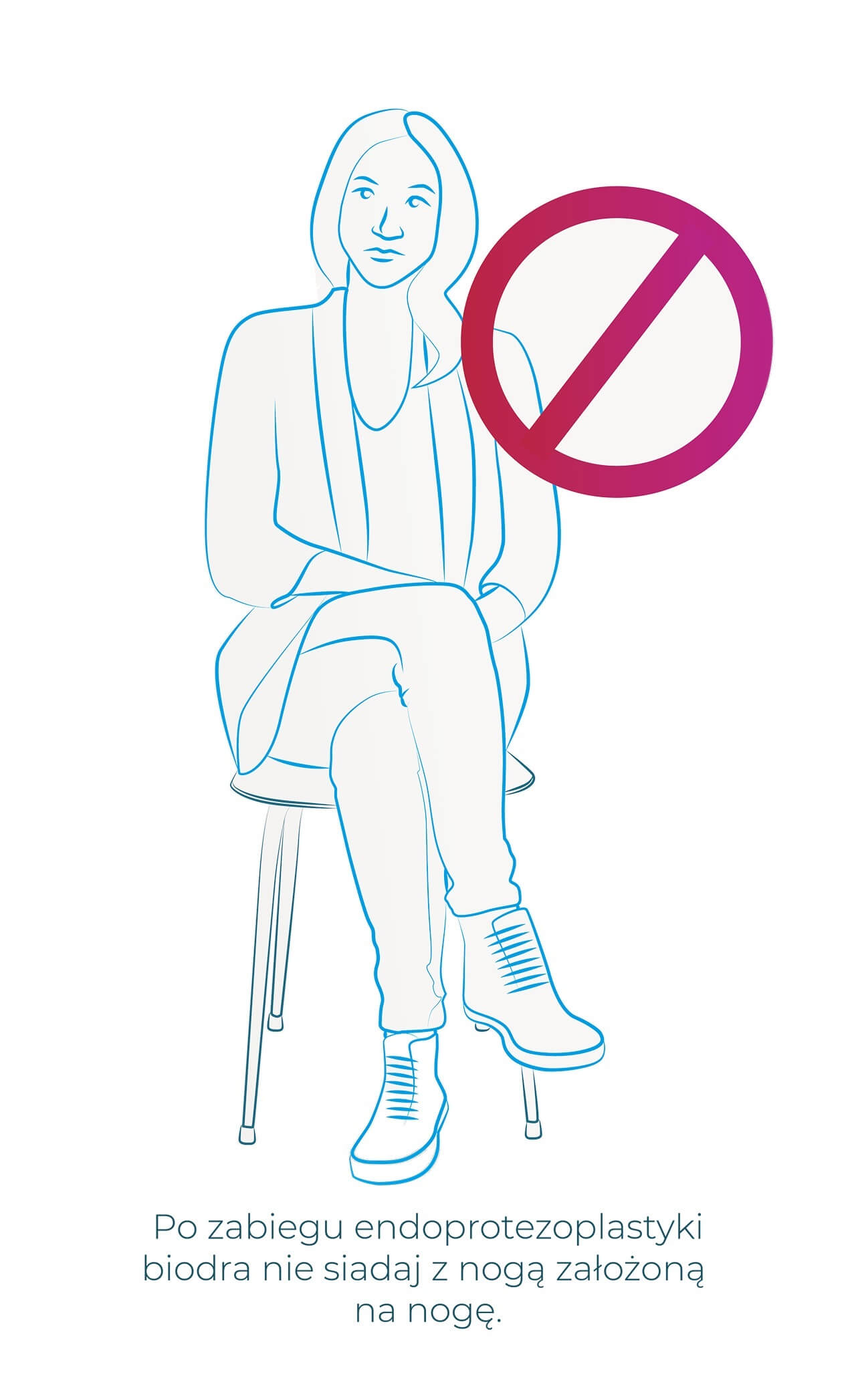 Siadanie z nogą na nogę, przywodzenie nóg, endoproteza biodra, jak siedzieć z endoprotezą